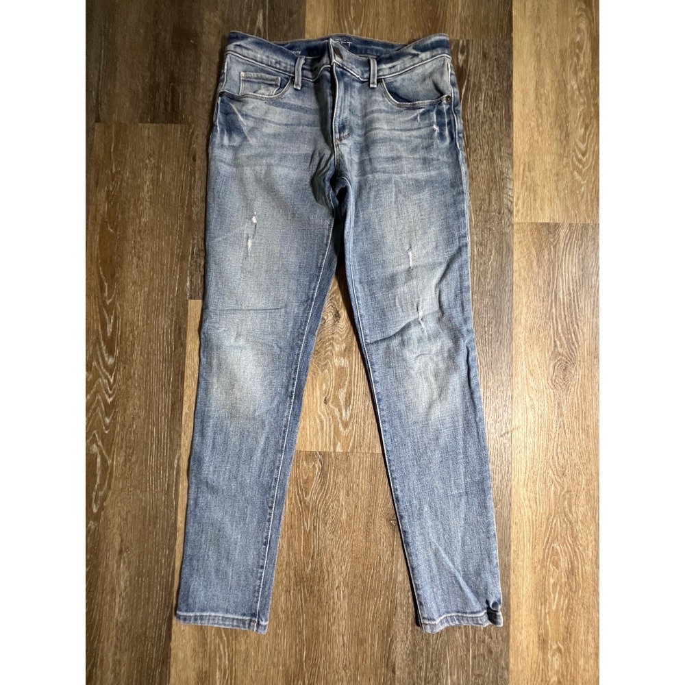 Loft Relaxed Skinny Jeans Womens 2/26 Light Blue Excellent Distressed Mid Rise
